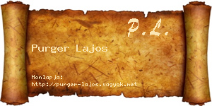 Purger Lajos névjegykártya